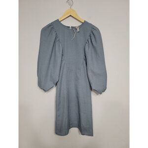 Asos Women's Dress Size 6 Small Blue Mini Puff Sleeve Cottage Core Baby Doll Nwt